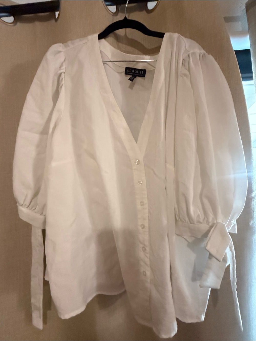 Eloquii White Button-Front Puff Sleeve Blouse